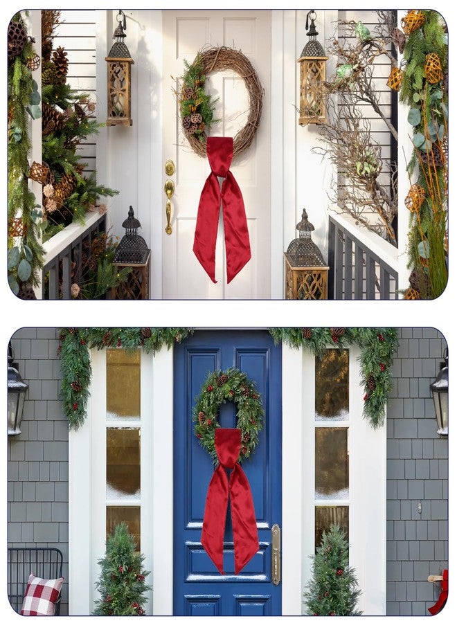 Fucibt 2 Pack Wreath Sash for Front Door, Red Blank Sash for Monogram Embroidery, Front Door Porch Decor, Christmas Wreath Accessories, 5'' L x 54'' W, Red (2) - Image 4